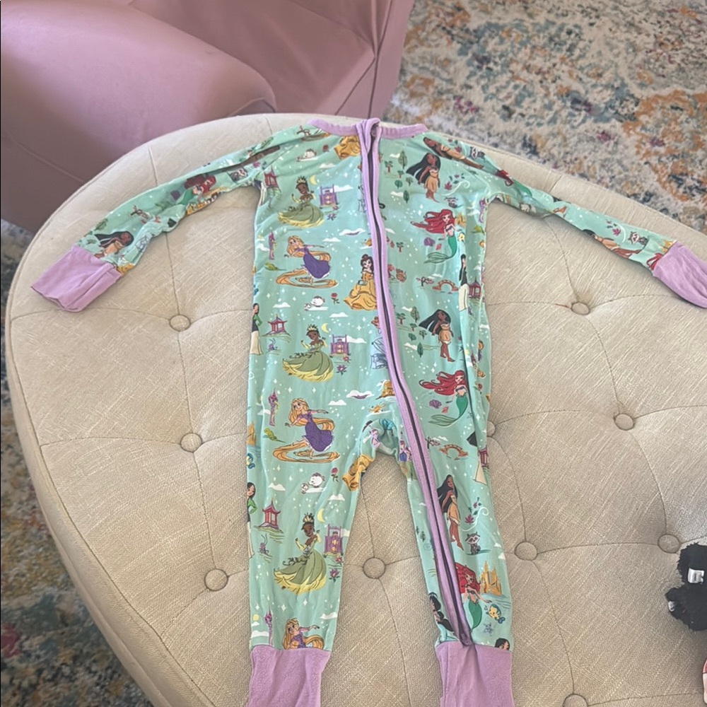 Little Sleepies Green and Purple One Piece Footies with Whimsical Design